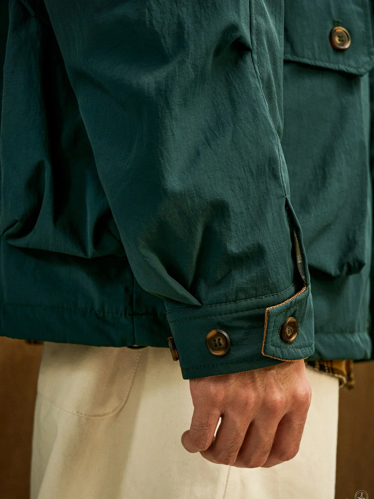 Corduroy-Lined Collar and Cuffs Water-Repellent Hunting Jacket - Image 5