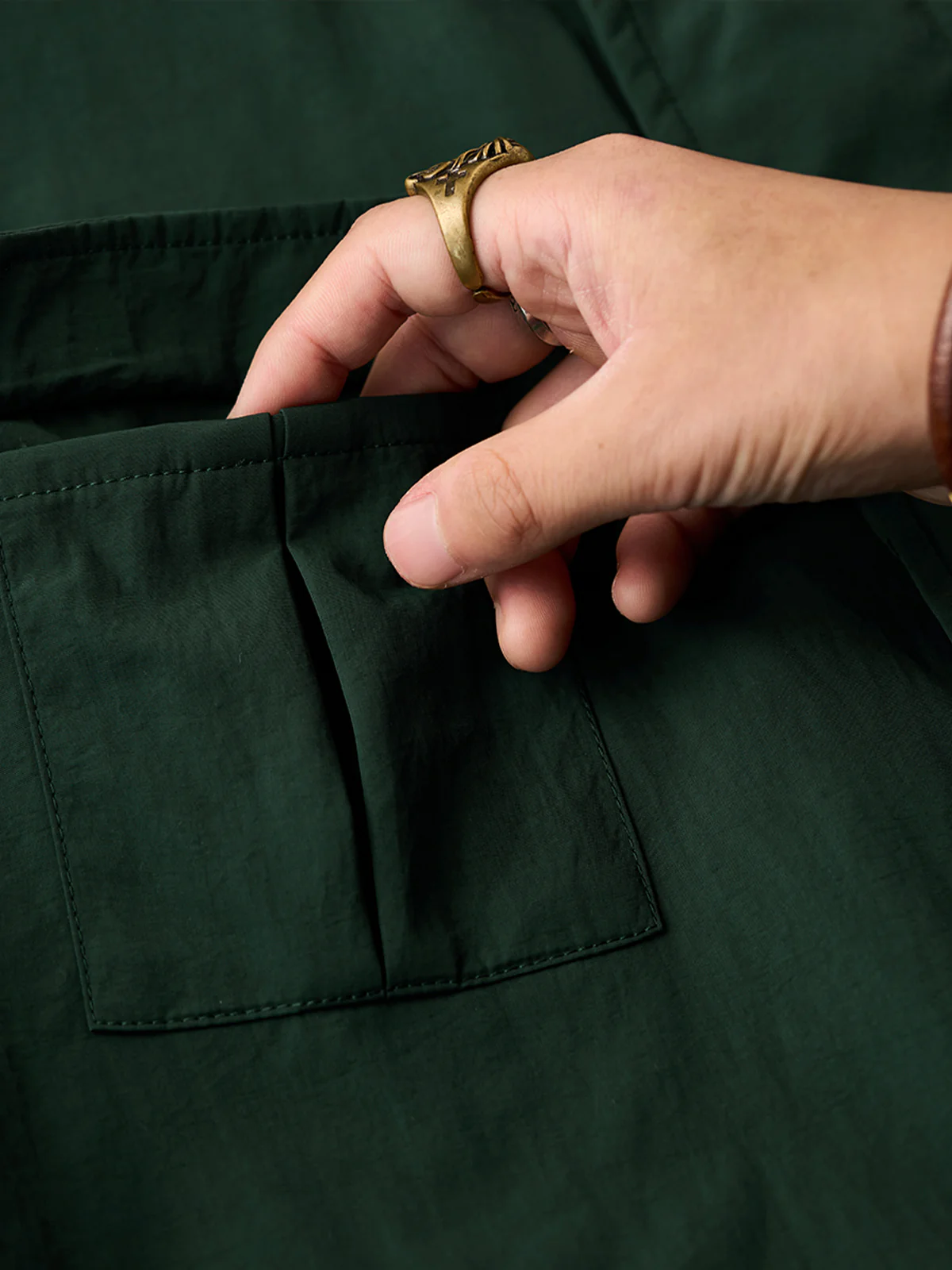 Corduroy-Lined Collar and Cuffs Water-Repellent Hunting Jacket - Image 9