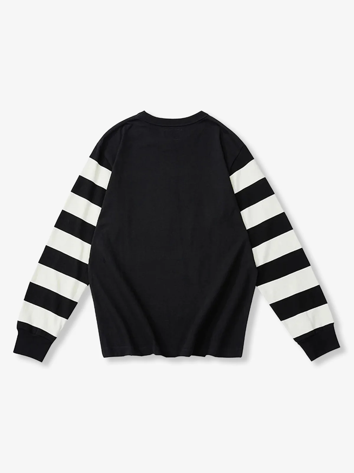 Contrasting Stripes Sleeve Heavyweight Biker Long Sleeve Tee - Image 4