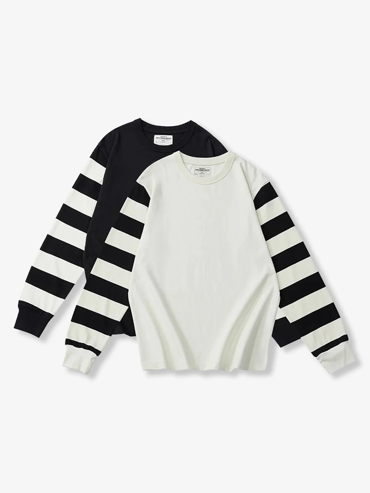 Contrasting Stripes Sleeve Heavyweight Biker Long Sleeve Tee - Image 9