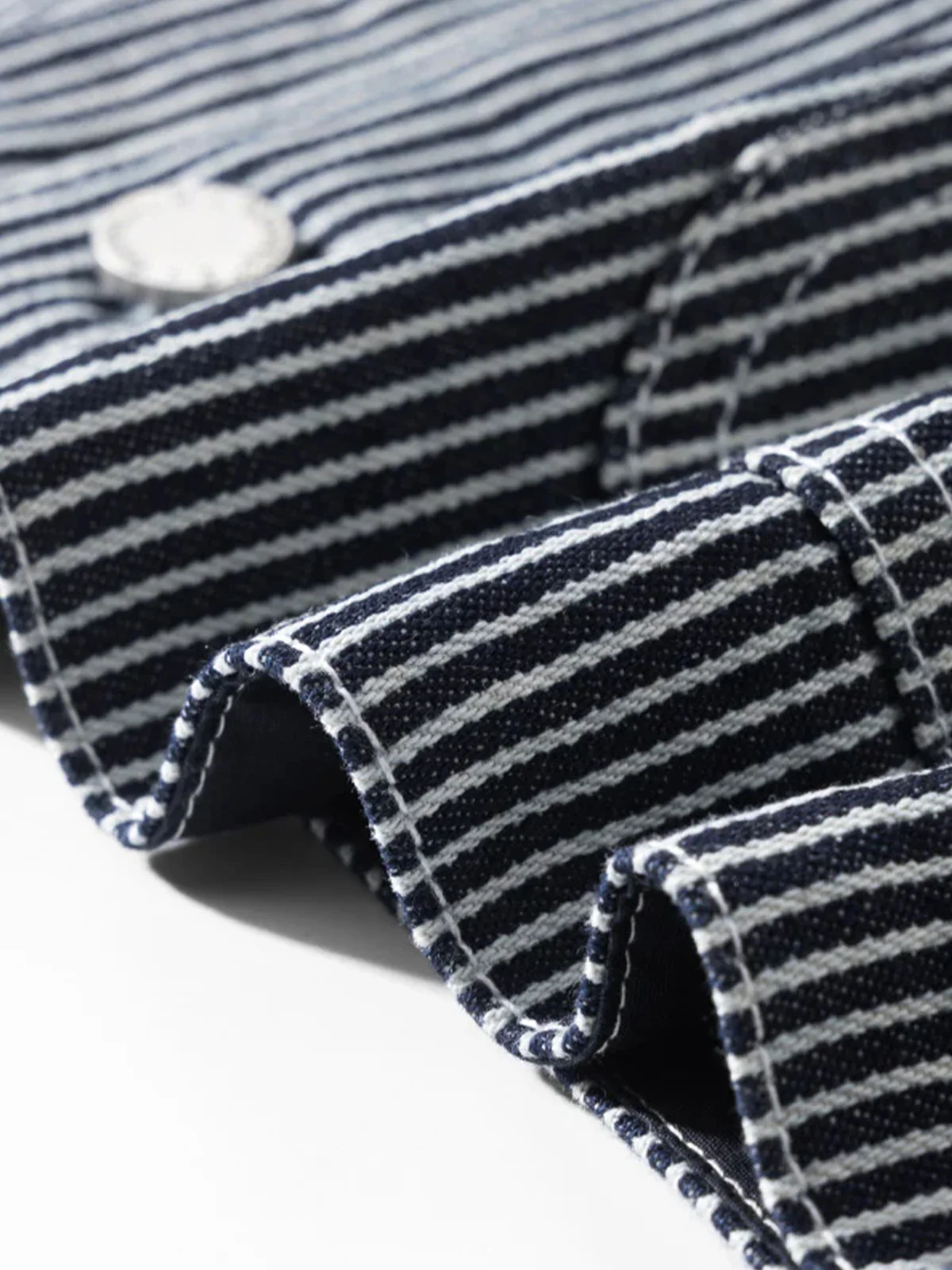 Striped V-Neck Cotton Canvas Work Vest - Image 12