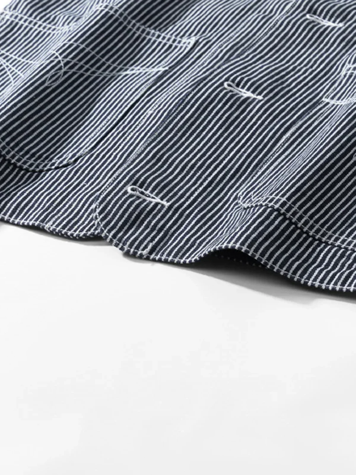 Striped V-Neck Cotton Canvas Work Vest - Image 13