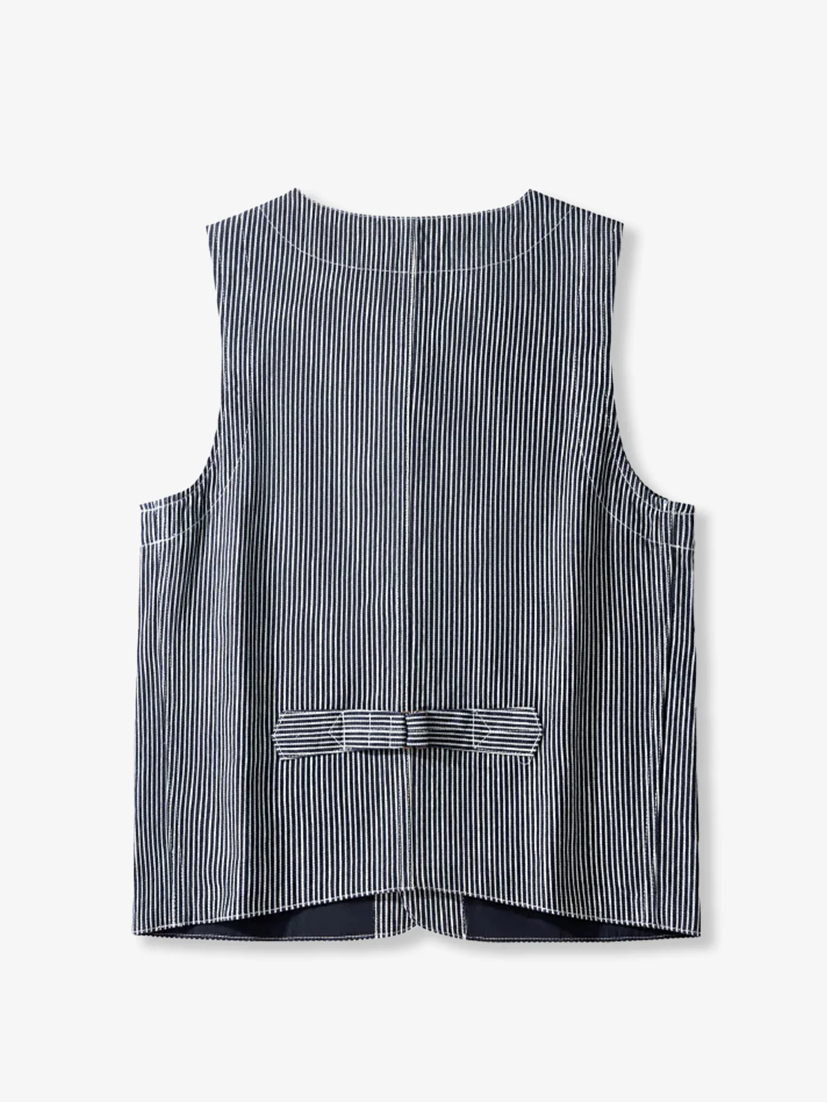 Striped V-Neck Cotton Canvas Work Vest - Image 4