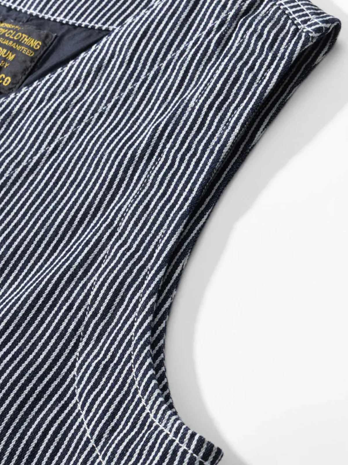 Striped V-Neck Cotton Canvas Work Vest - Image 6