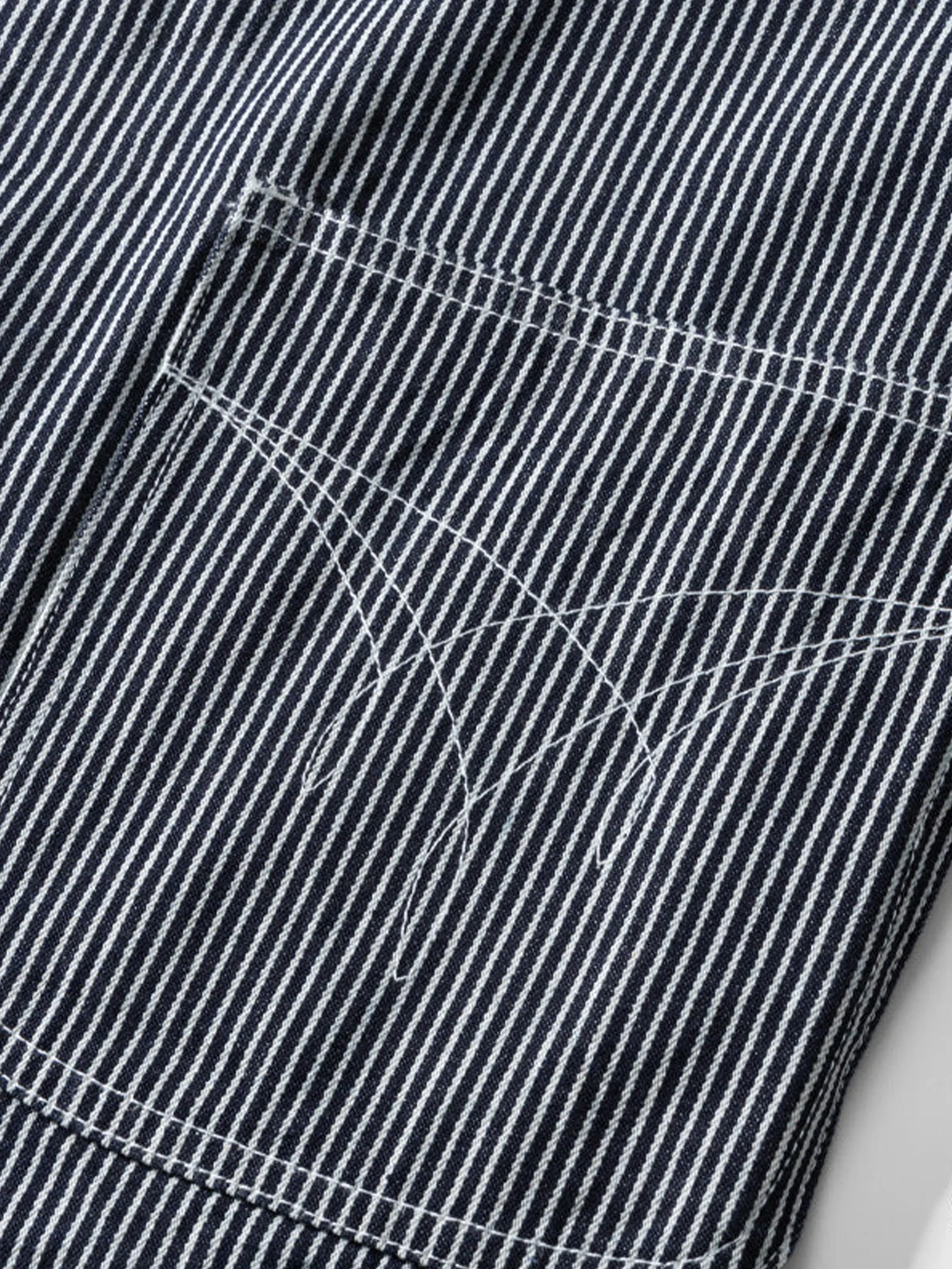 Striped V-Neck Cotton Canvas Work Vest - Image 8