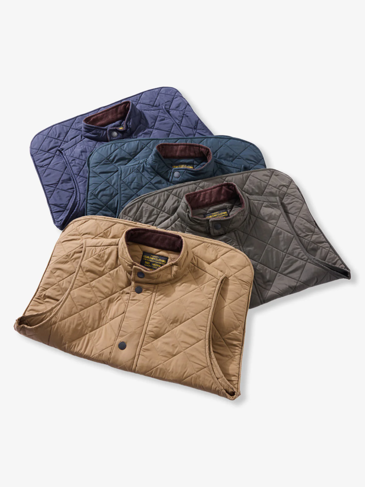 Corduroy Quilted Padded Vest with Stand Collar - Image 12