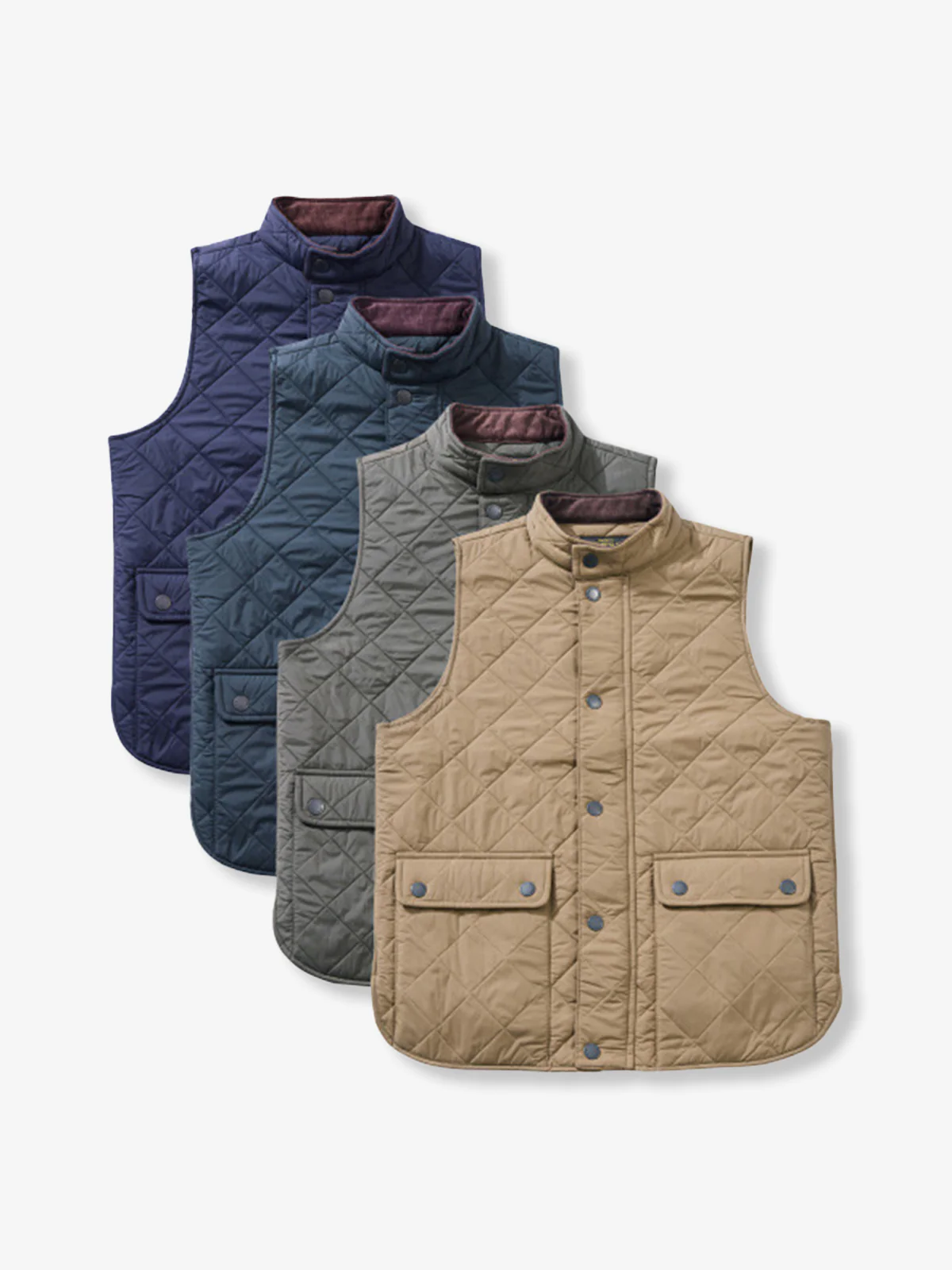 Corduroy Quilted Padded Vest with Stand Collar - Image 13