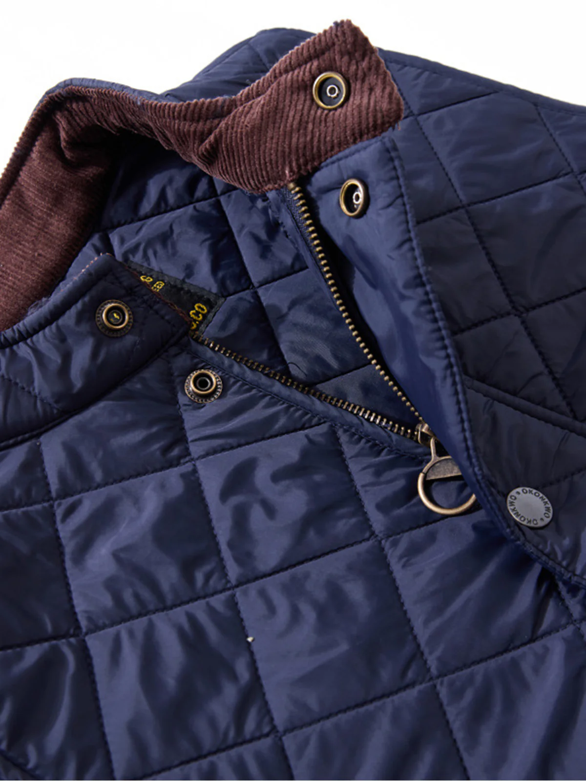 Corduroy Quilted Padded Vest with Stand Collar - Image 18
