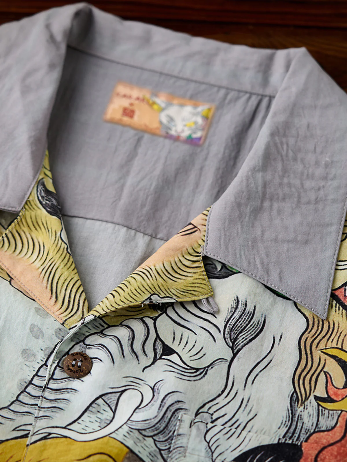 KARAKU×Ayako Ishiguro "Hundred-headed Fish" Ukiyo-e Style Tencel Aloha Shirt - Image 9