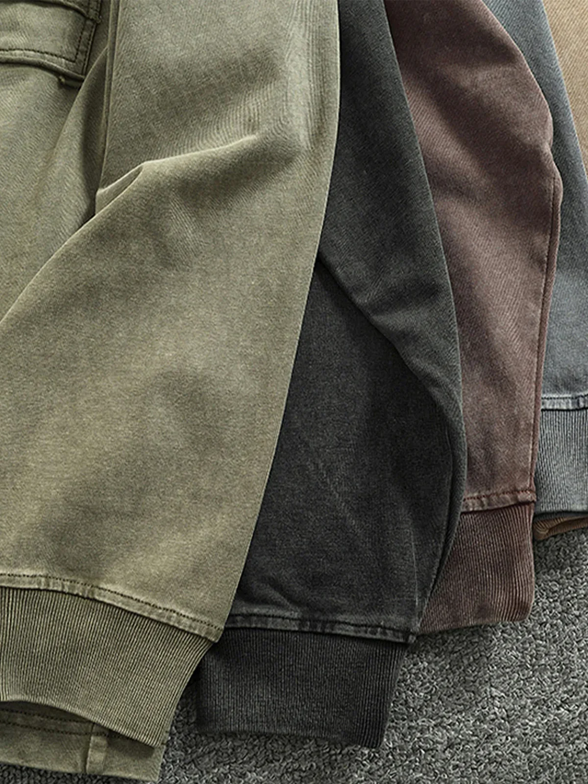 Washed Finish Mini Embroidery & Color-Variation Pocket Long Sleeve Tee - Image 15