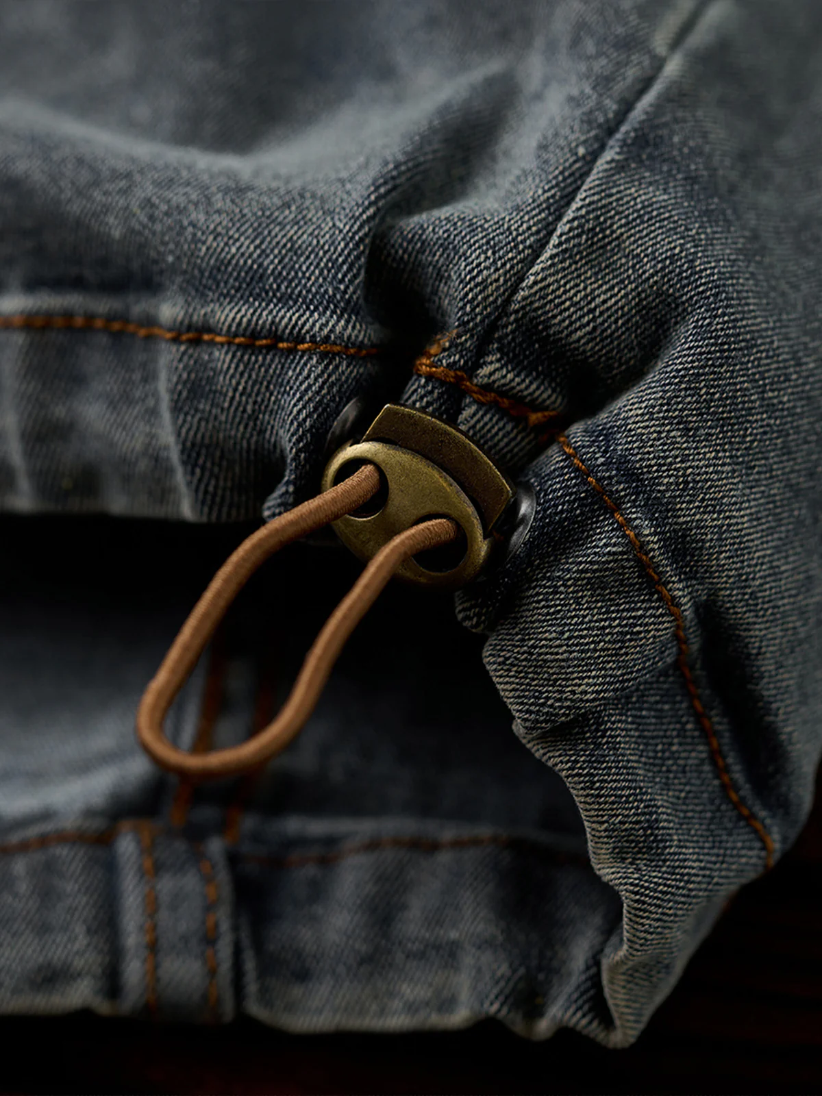 Washed Stand Collar Half-Zip Denim Pullover Shirt - Image 12