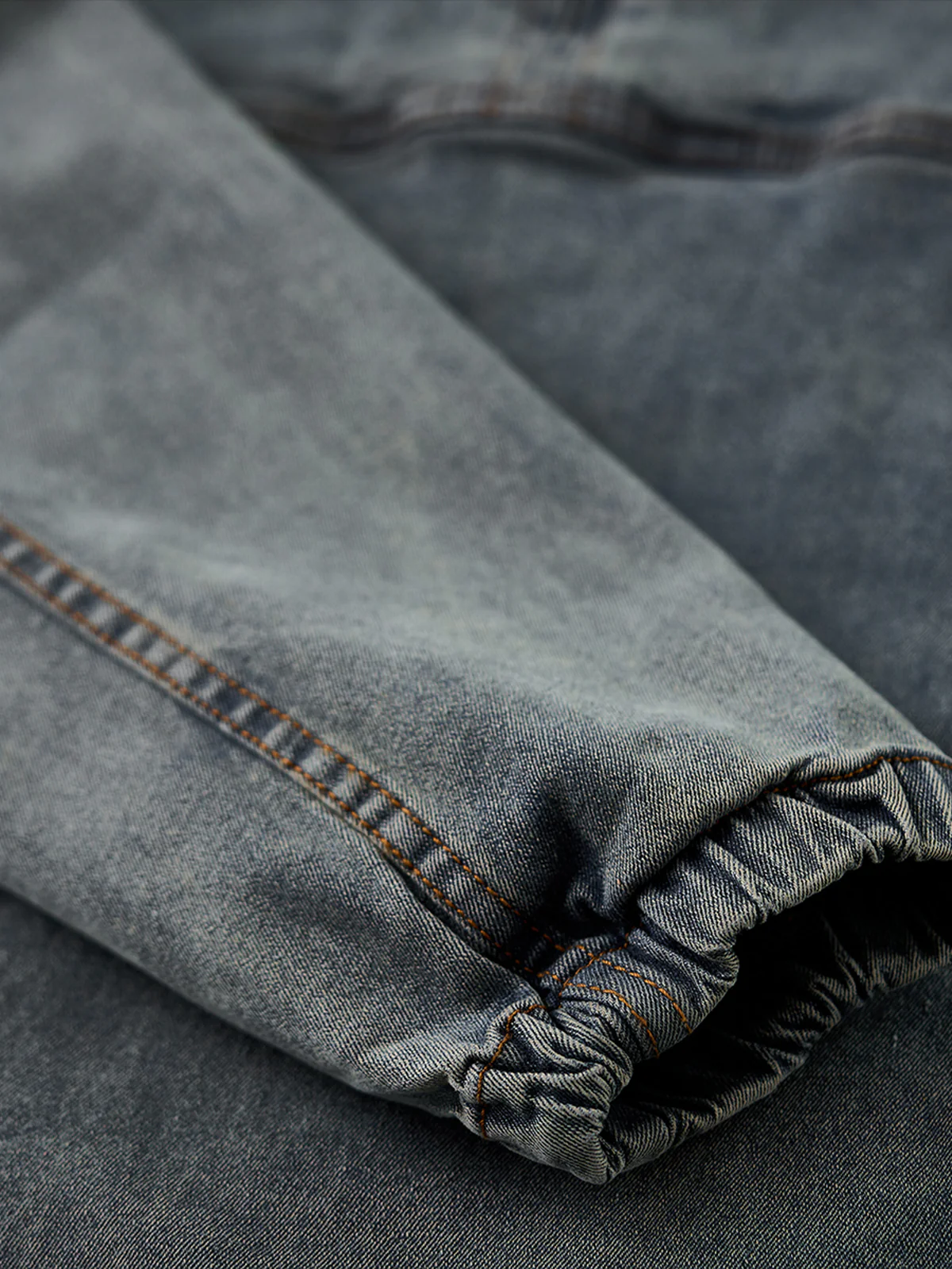 Washed Stand Collar Half-Zip Denim Pullover Shirt - Image 13