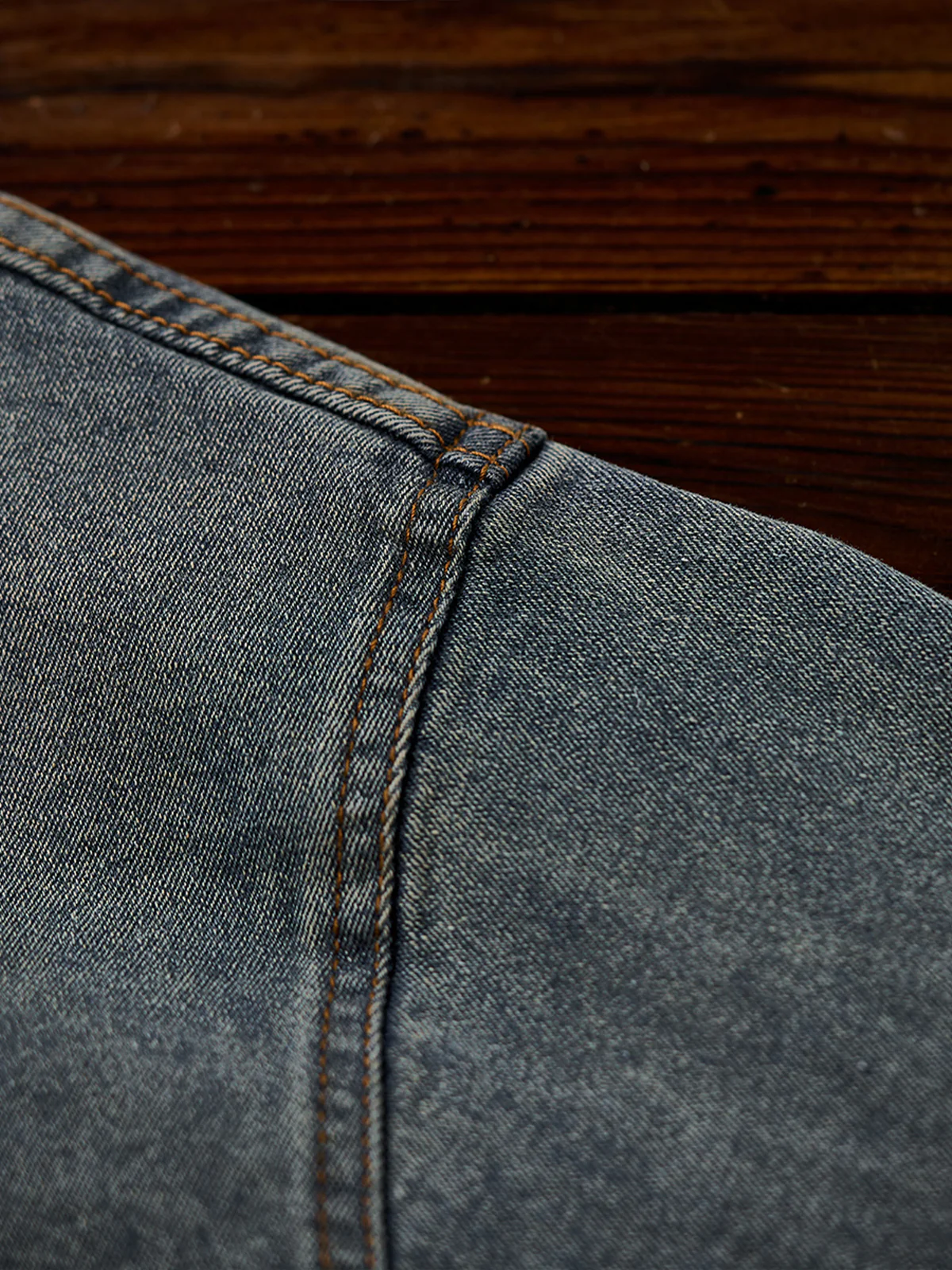 Washed Stand Collar Half-Zip Denim Pullover Shirt - Image 14