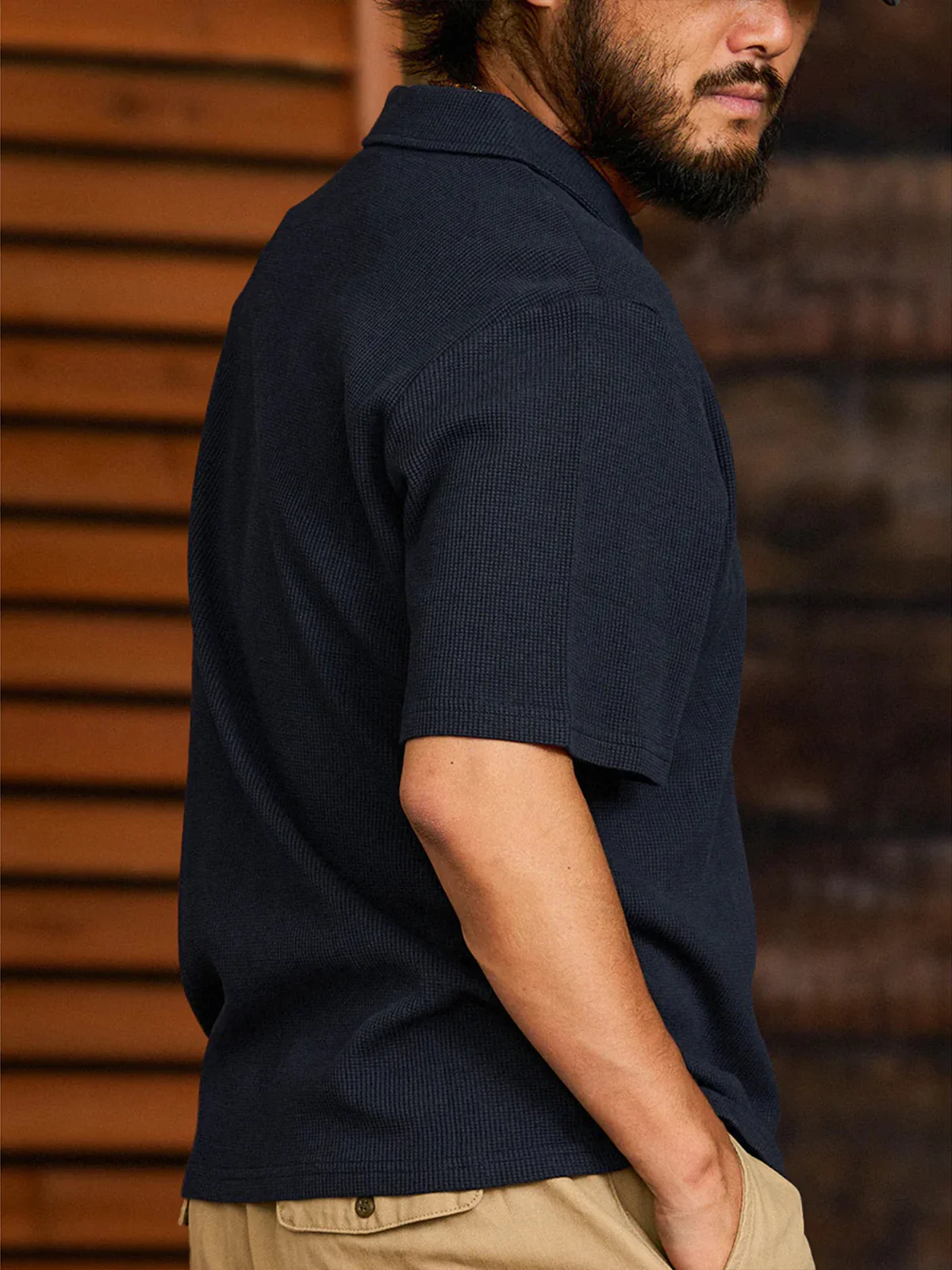 Waffle No-Button Polo Shirt - Image 10