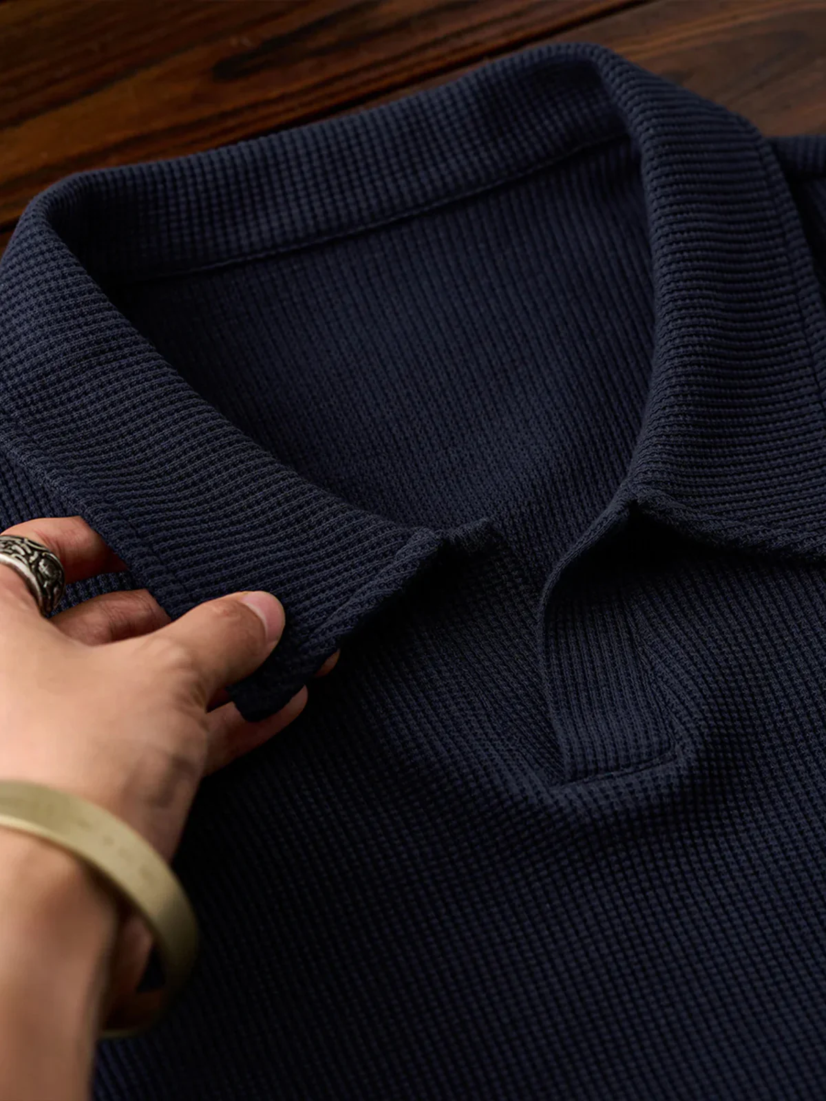 Waffle No-Button Polo Shirt - Image 12