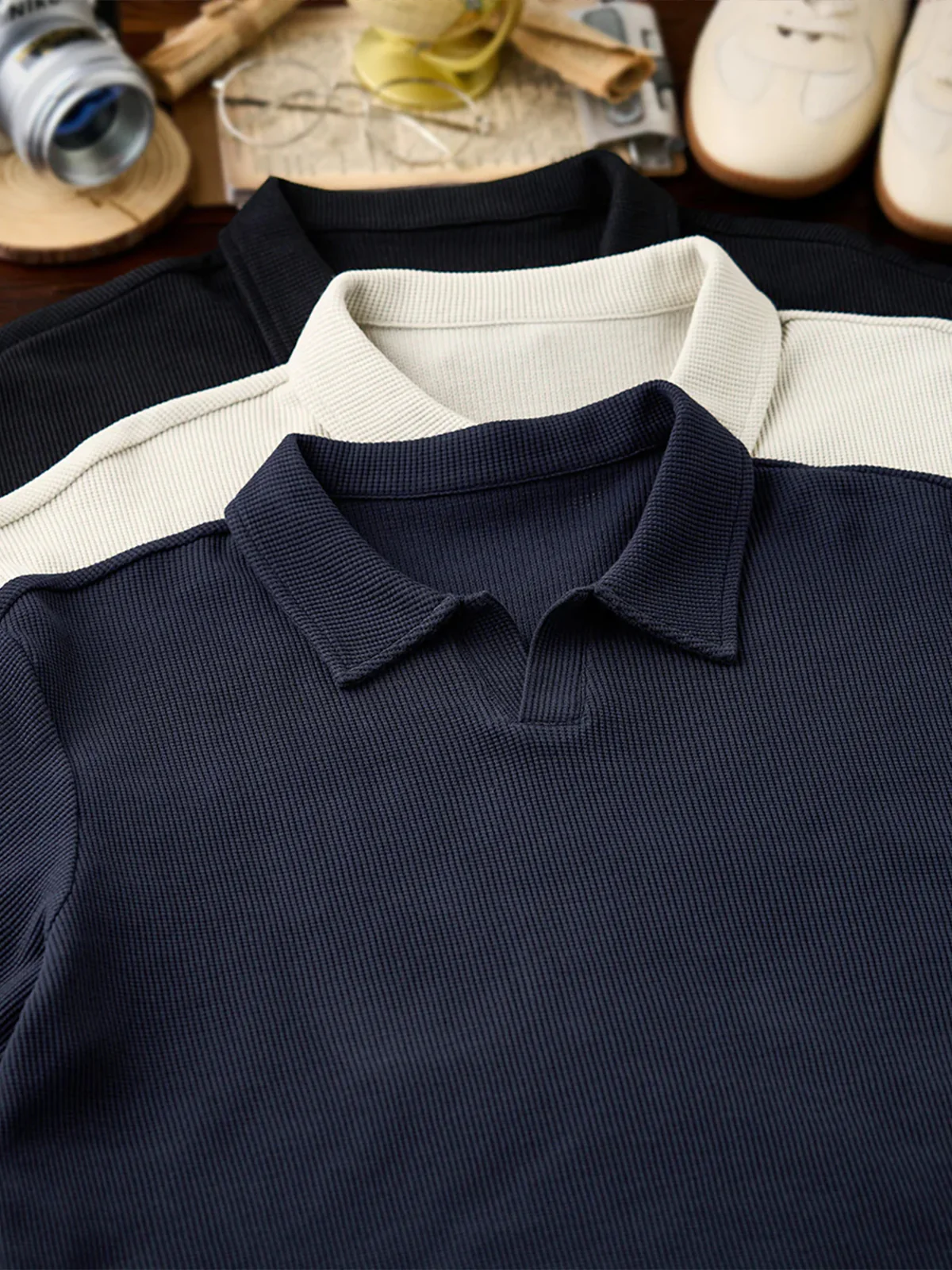 Waffle No-Button Polo Shirt - Image 6