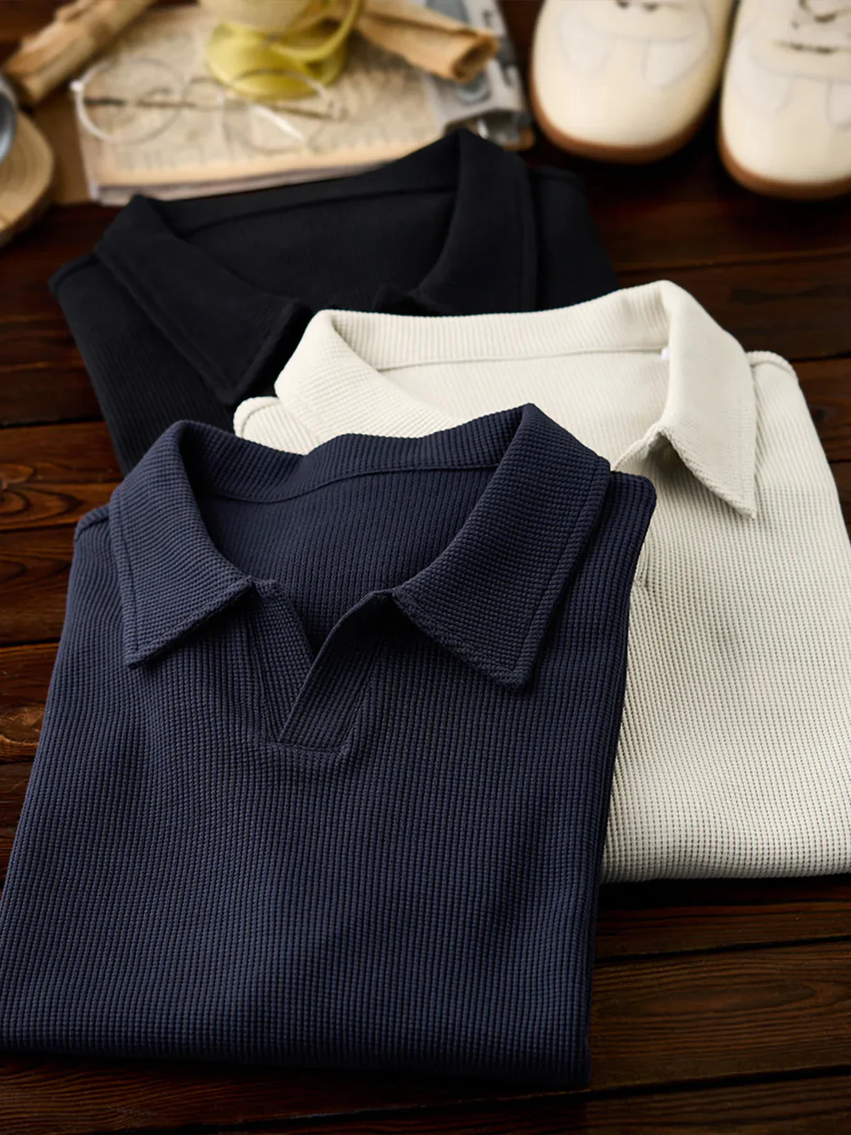 Waffle No-Button Polo Shirt - Image 7