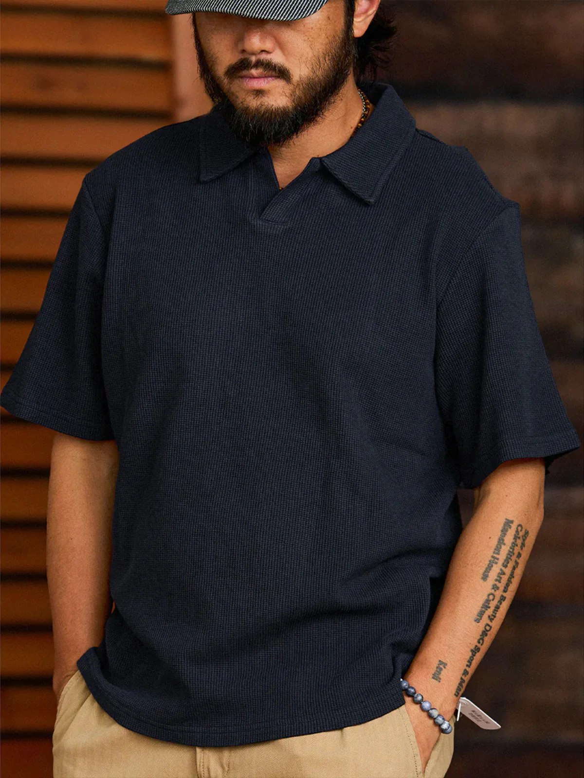 Waffle No-Button Polo Shirt - Image 9