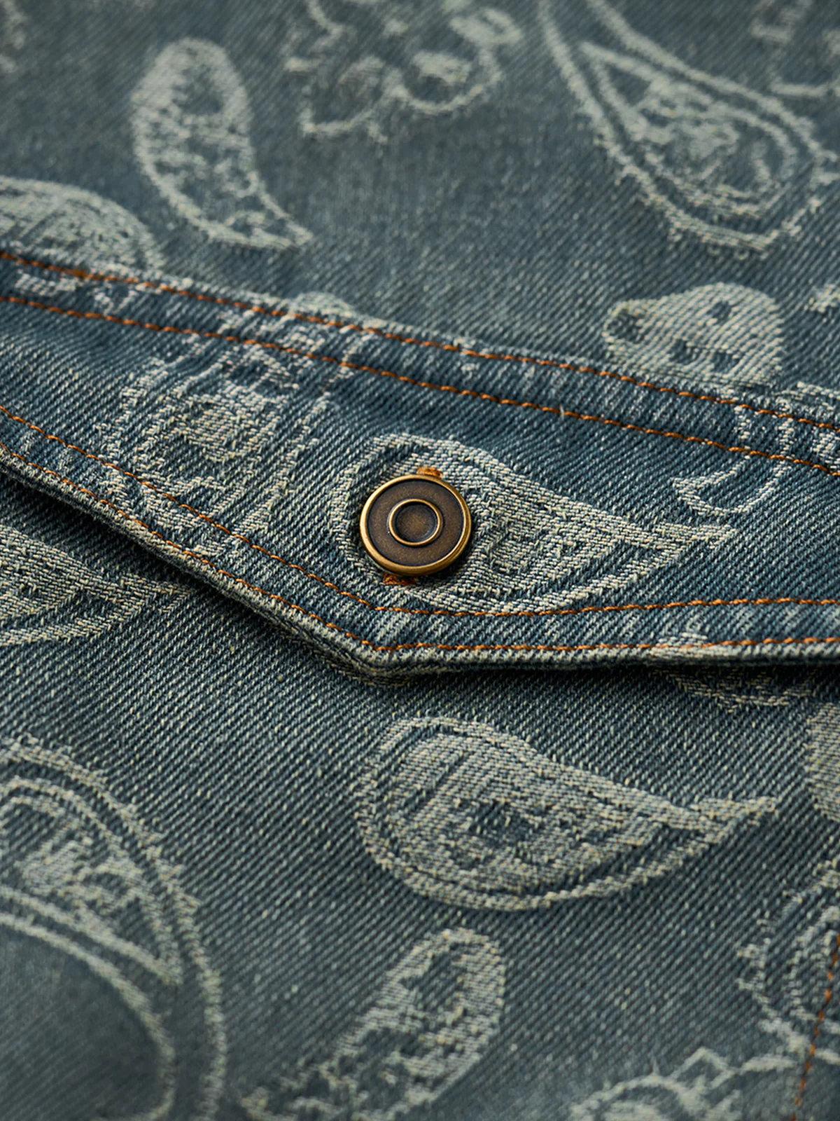 All-over Paisley Jacquard Weave Heavyweight Denim Overshirt - Image 12