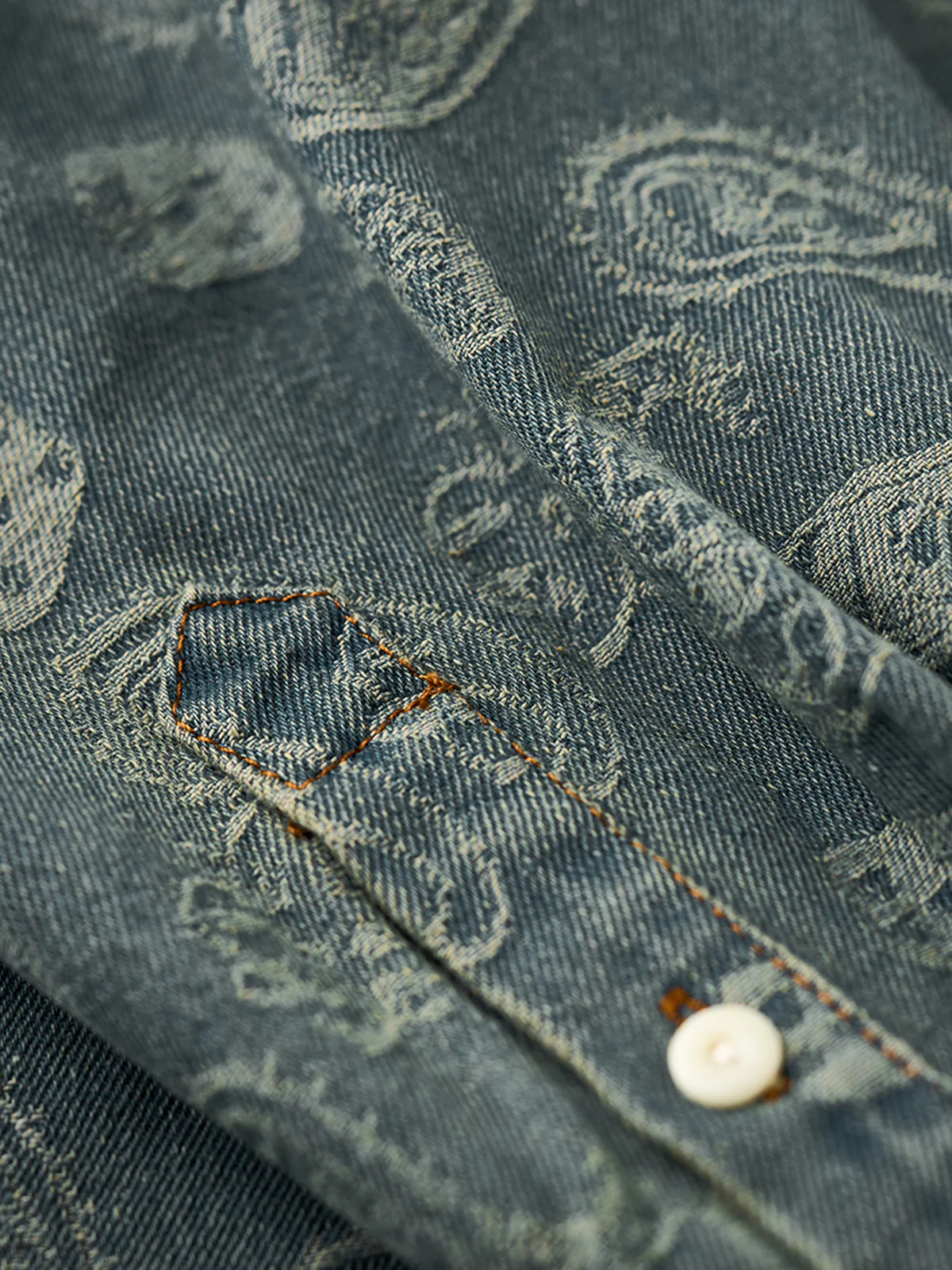 All-over Paisley Jacquard Weave Heavyweight Denim Overshirt - Image 16