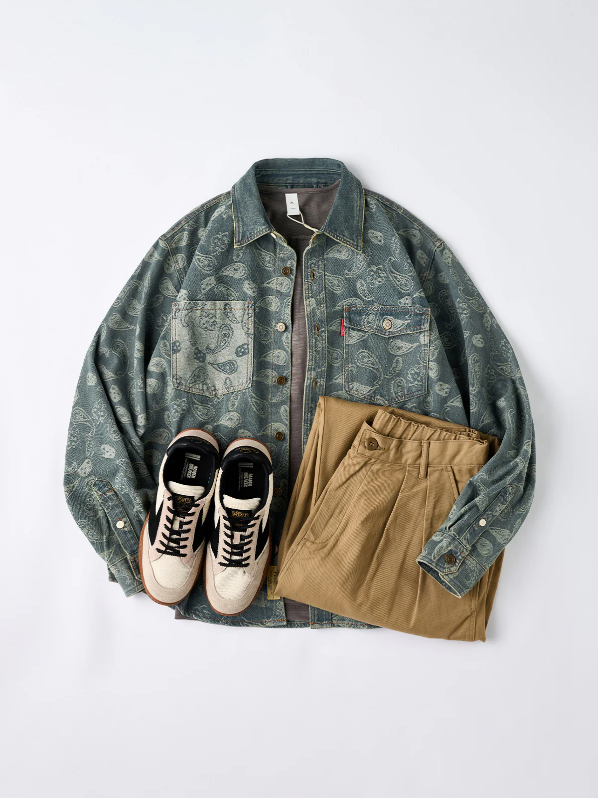 All-over Paisley Jacquard Weave Heavyweight Denim Overshirt - Image 20