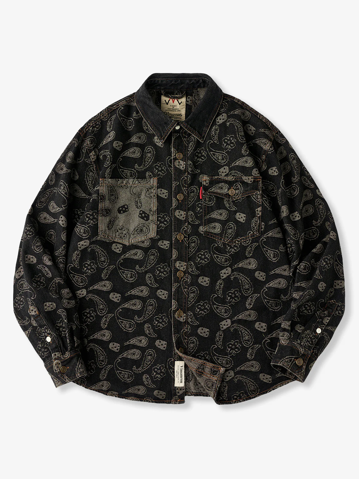 All-over Paisley Jacquard Weave Heavyweight Denim Overshirt - Image 3