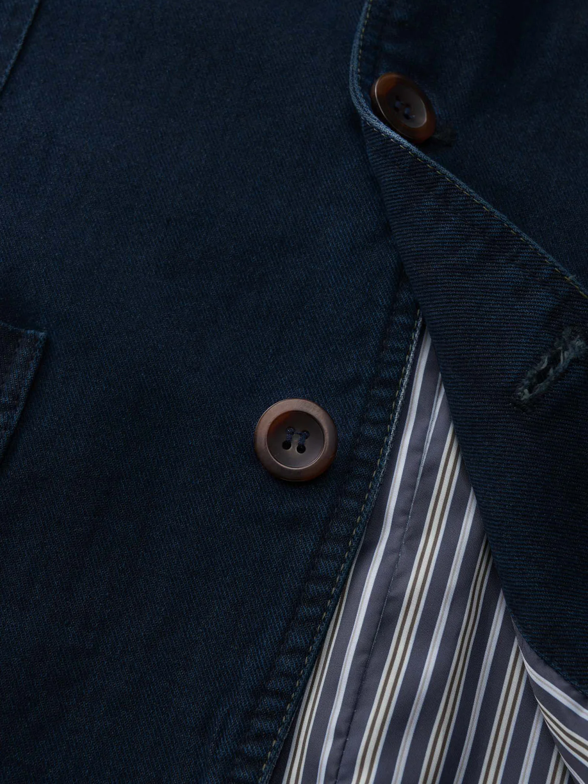 Multi-Stripe Lined Denim Blazer Jacket - Image 12