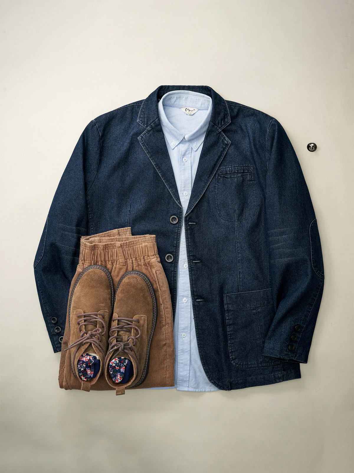 Multi-Stripe Lined Denim Blazer Jacket - Image 18