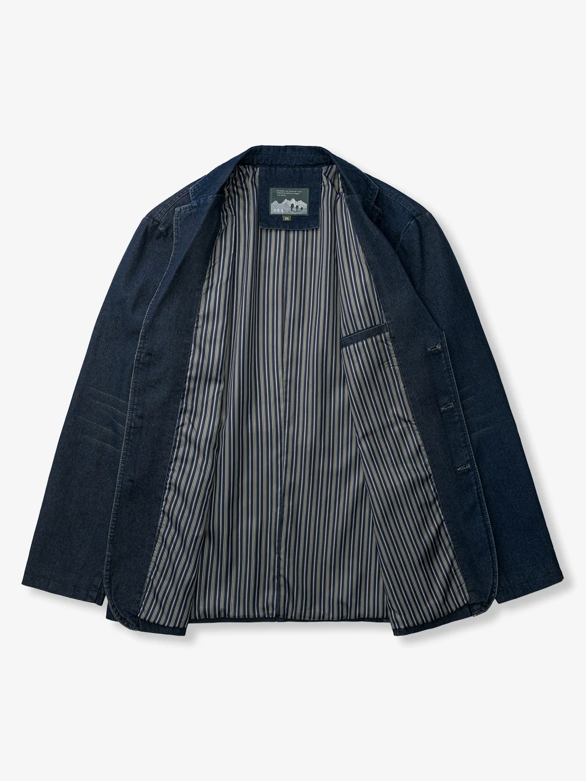 Multi-Stripe Lined Denim Blazer Jacket - Image 3
