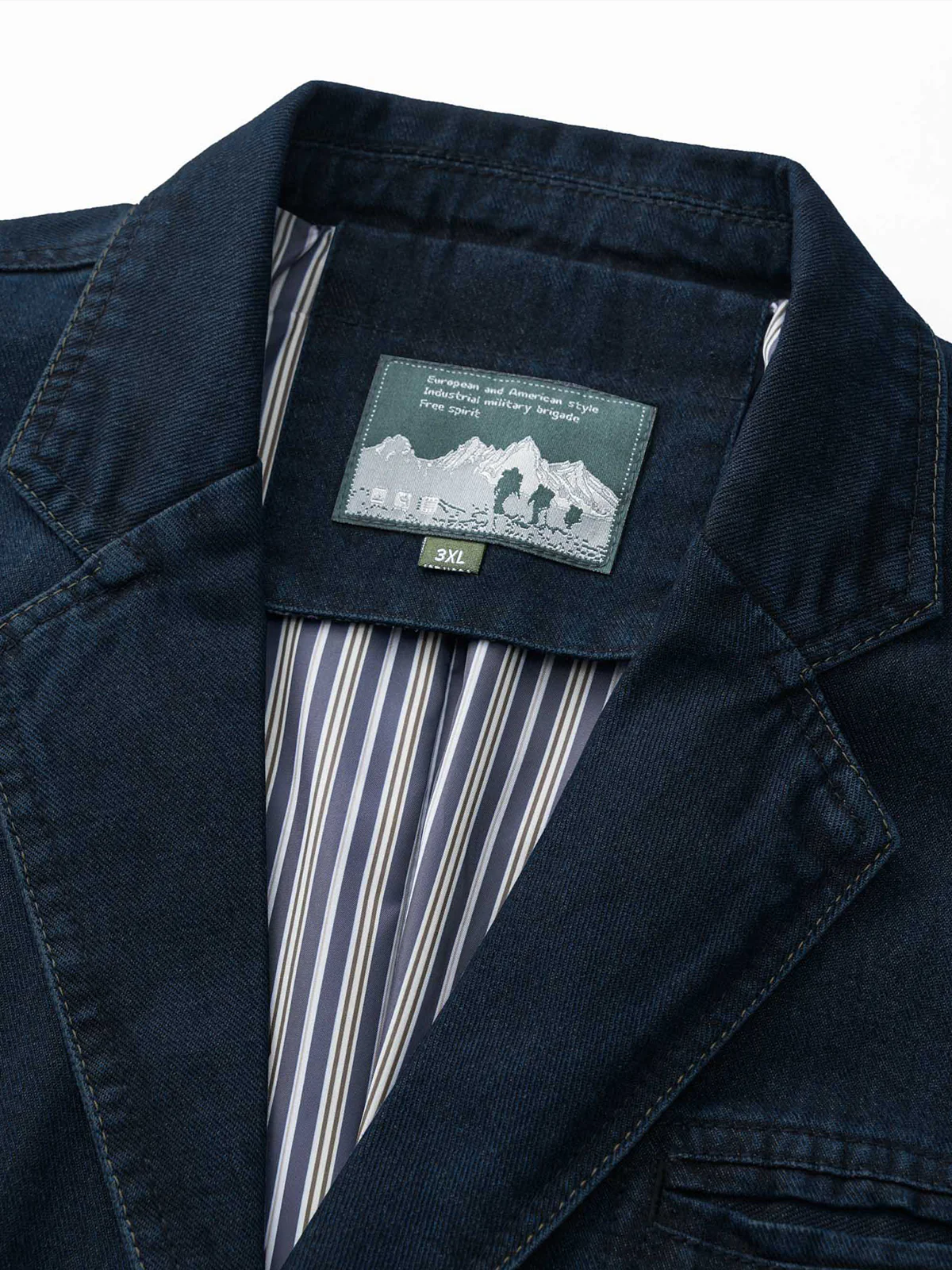 Multi-Stripe Lined Denim Blazer Jacket - Image 8