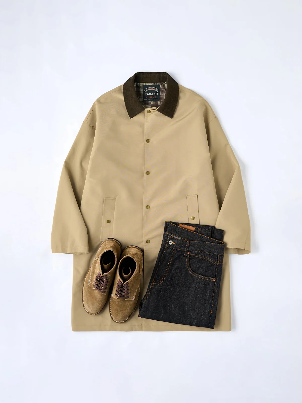 Corduroy Collar Functional Balmacaan Coat - Image 17