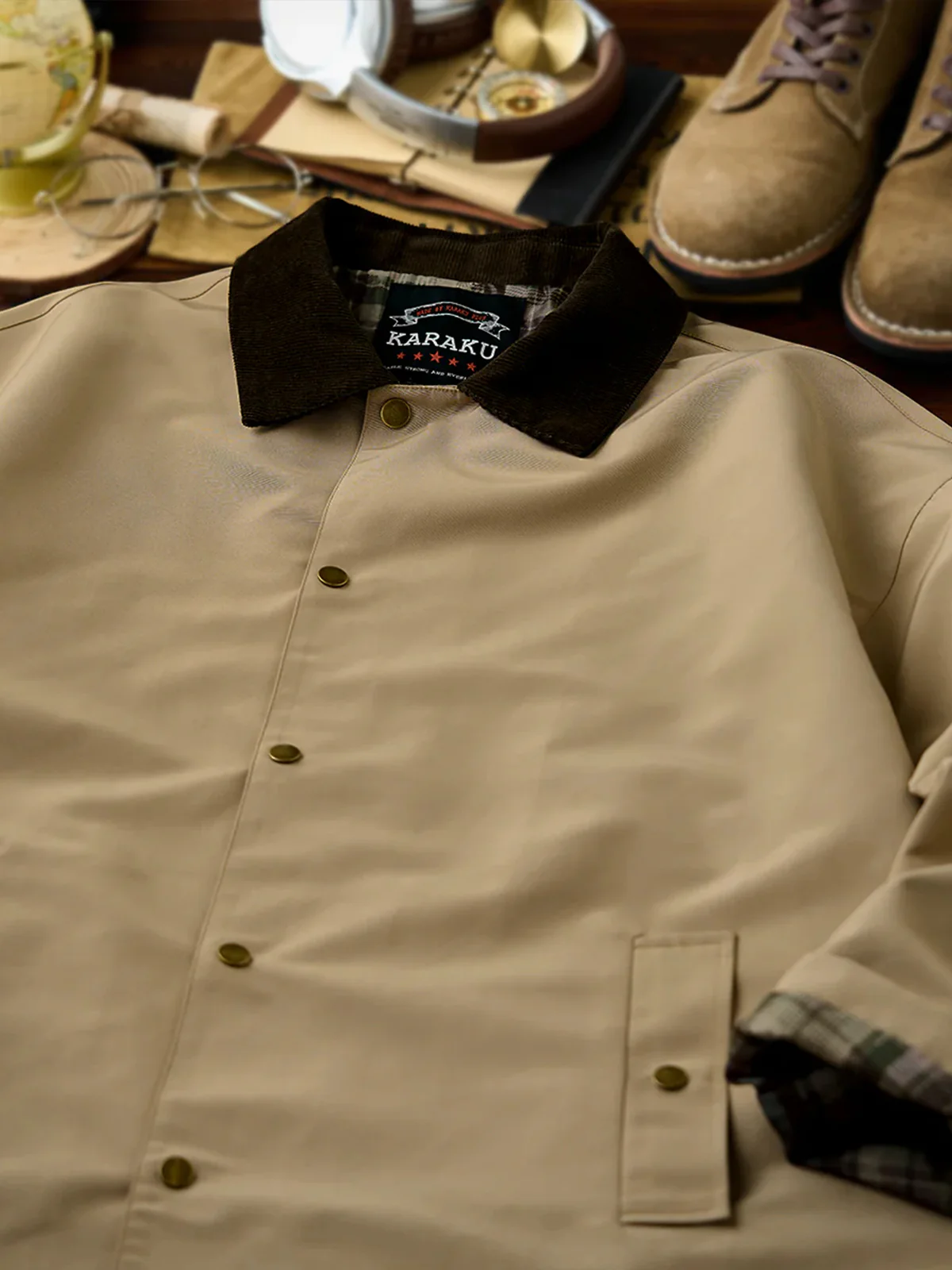 Corduroy Collar Functional Balmacaan Coat - Image 4