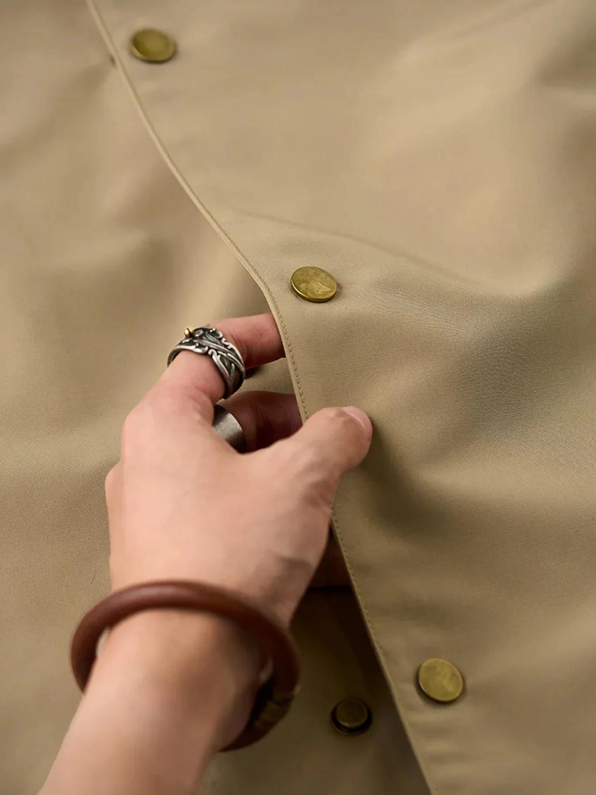 Corduroy Collar Functional Balmacaan Coat - Image 6