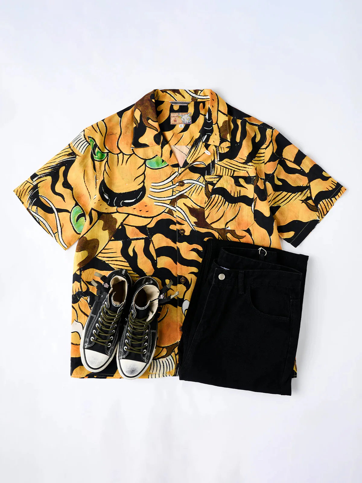 KARAKU× Ayako Ishiguro "Toranogan" All-over Print Tencel Aloha Shirt - Image 20