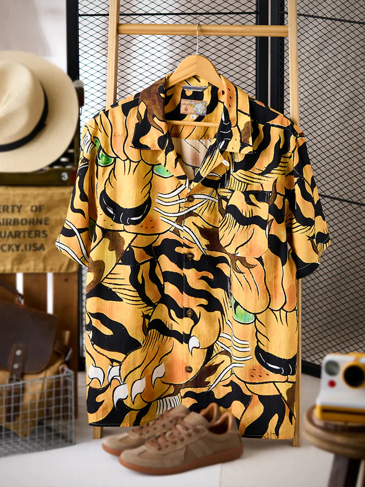 KARAKU× Ayako Ishiguro "Toranogan" All-over Print Tencel Aloha Shirt - Image 3