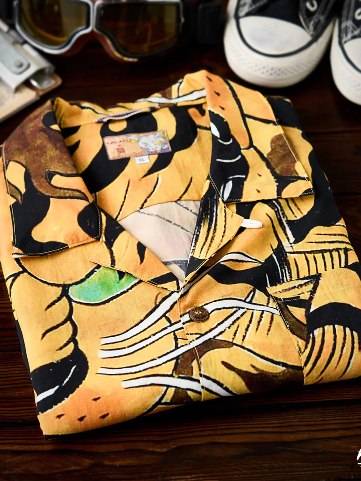 KARAKU× Ayako Ishiguro "Toranogan" All-over Print Tencel Aloha Shirt - Image 5