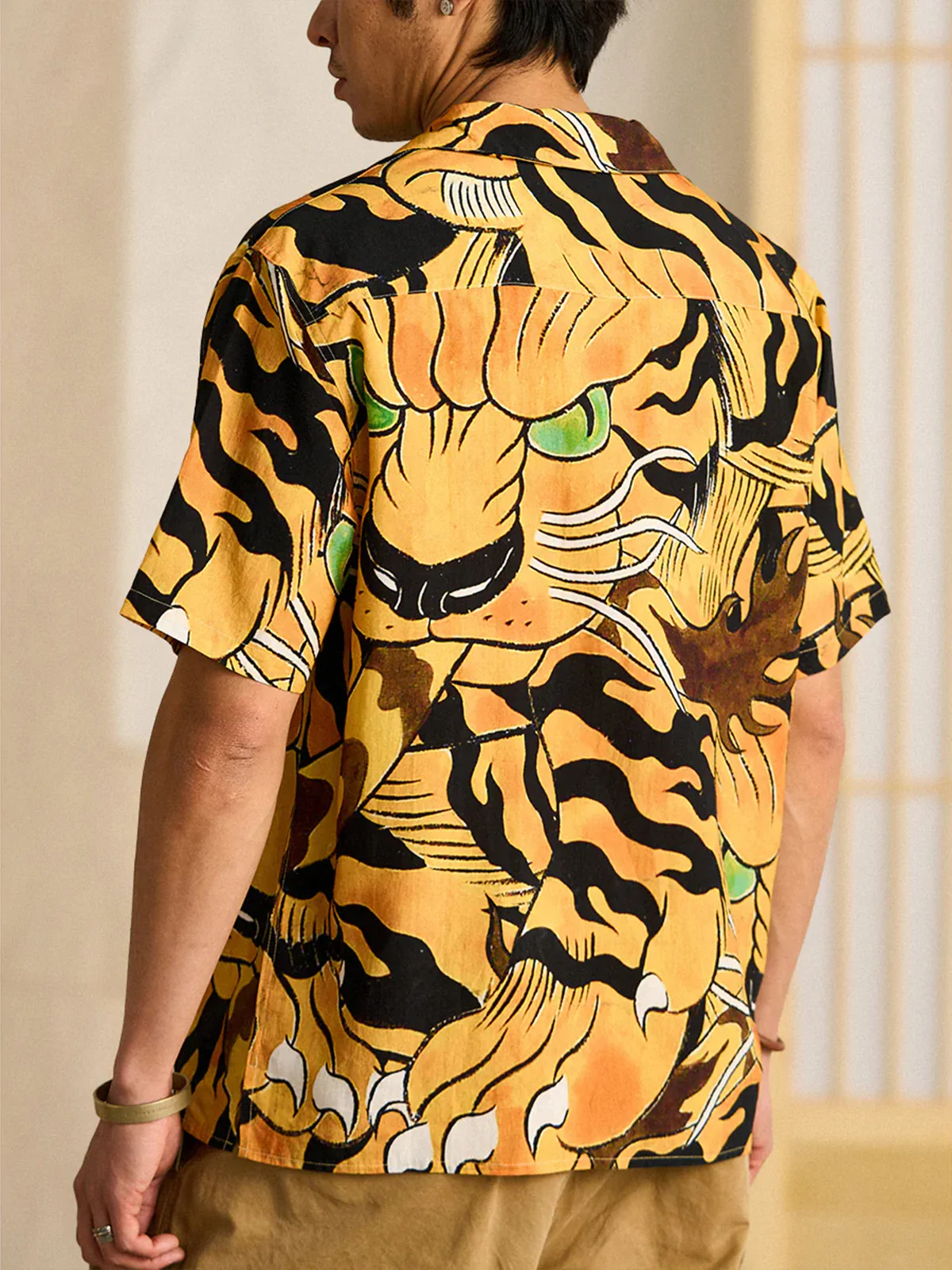 KARAKU× Ayako Ishiguro "Toranogan" All-over Print Tencel Aloha Shirt - Image 9