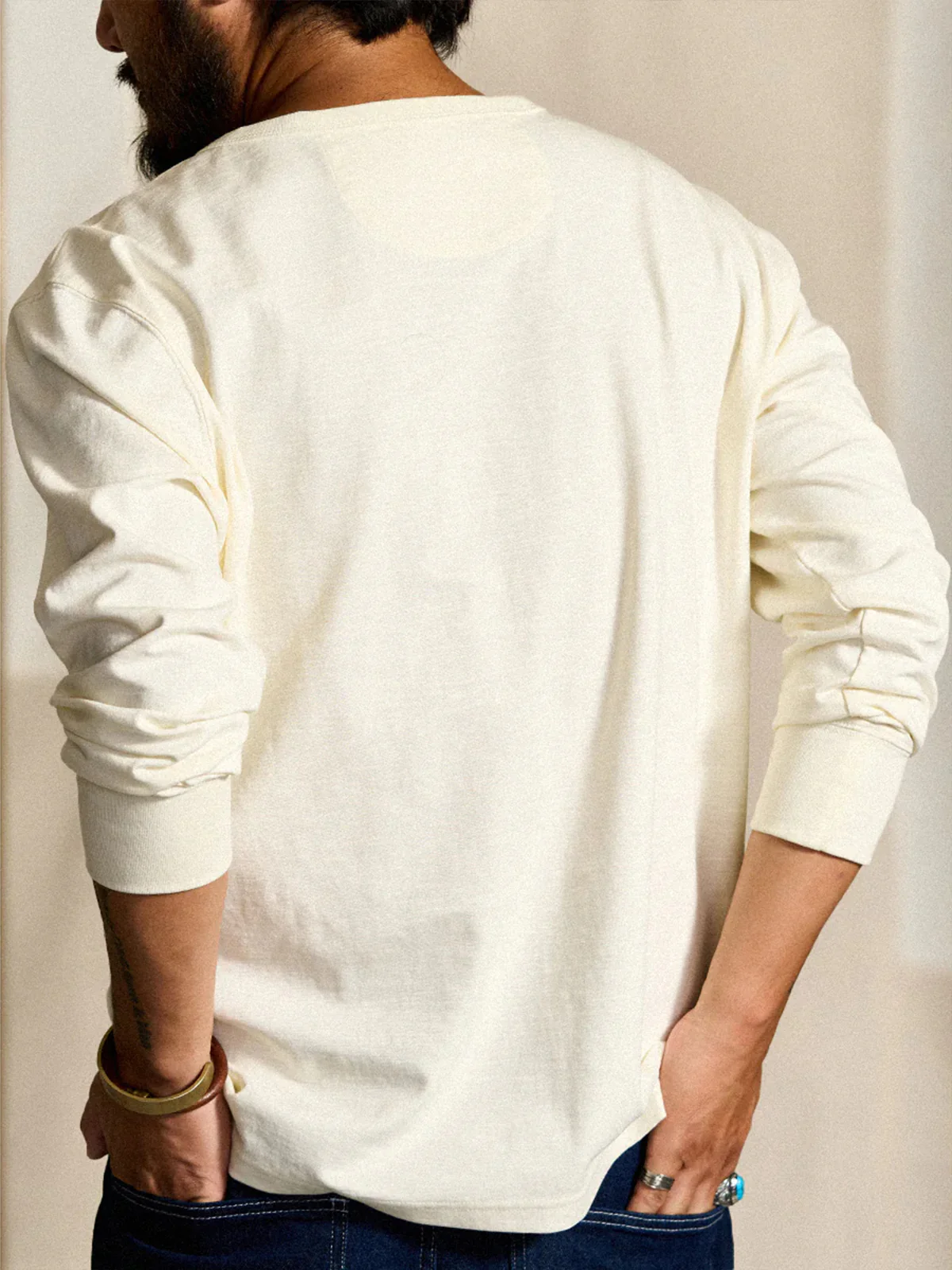 Turquoise-Style 5-Button Henley Long-Sleeve T-Shirt - Image 6