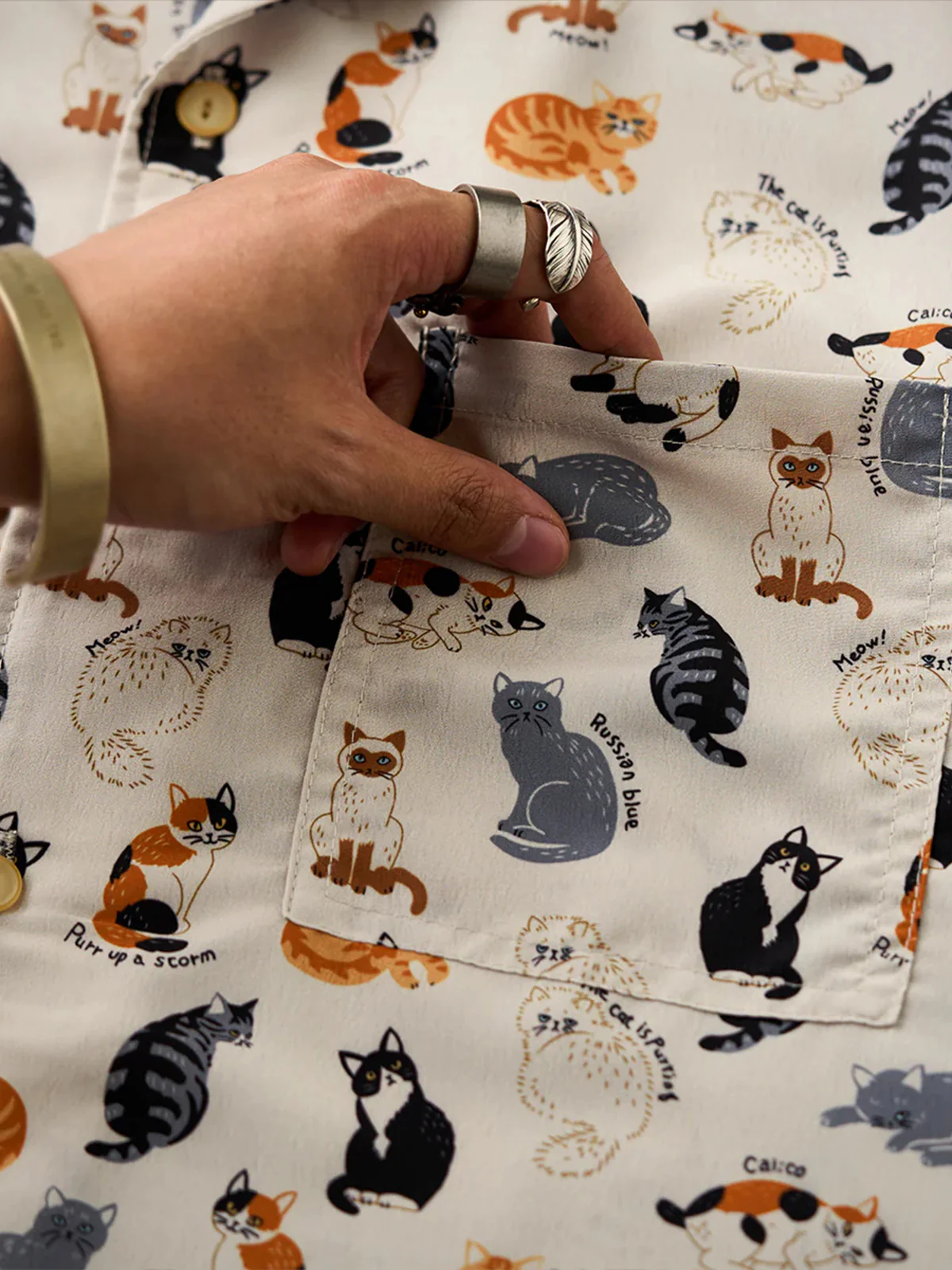 "Cat Encyclopedia" Hawaiian Camp Shirt - Image 15