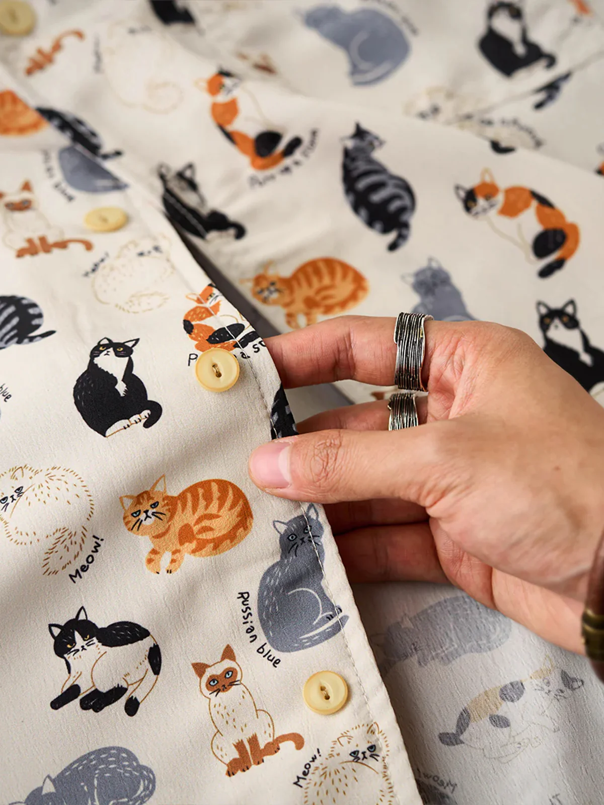 "Cat Encyclopedia" Hawaiian Camp Shirt - Image 16