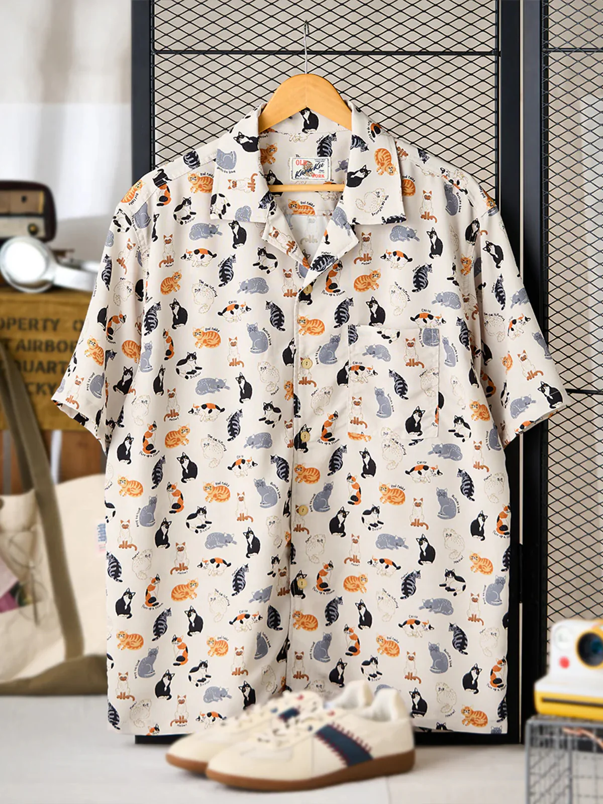"Cat Encyclopedia" Hawaiian Camp Shirt - Image 4