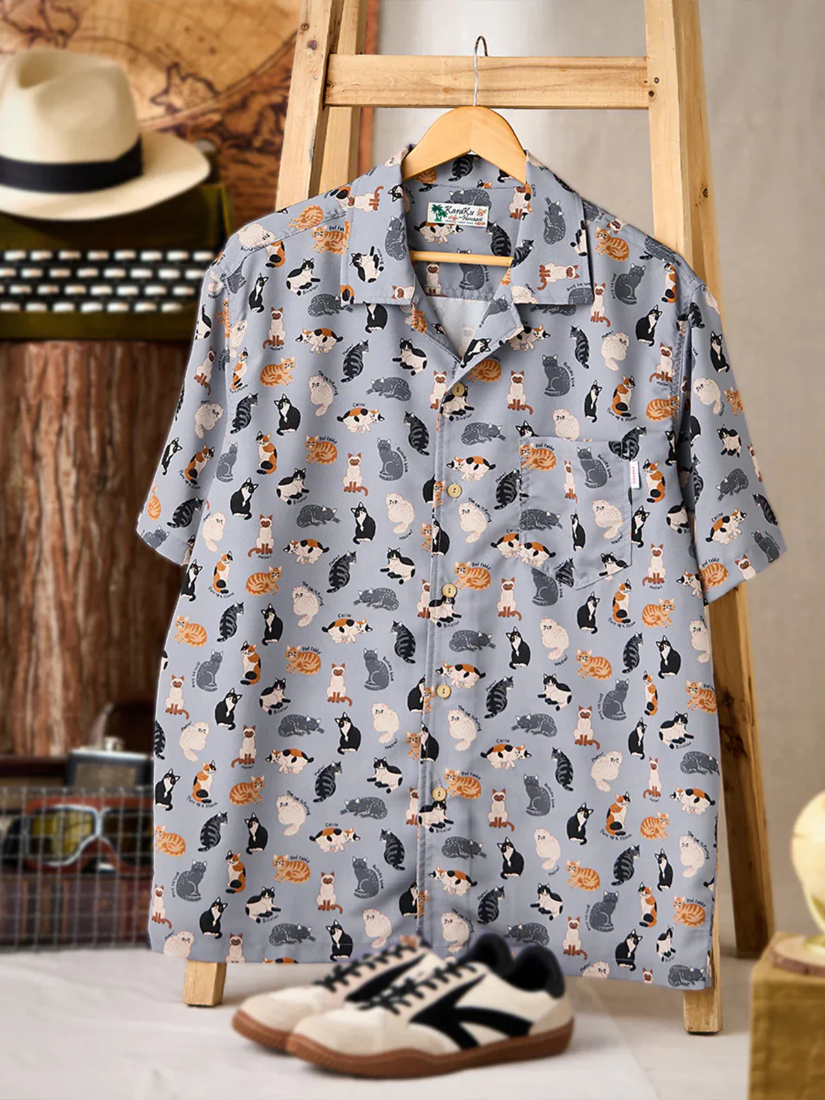 Cat Encyclopedia all-over print Hawaiian shirt - Image 3
