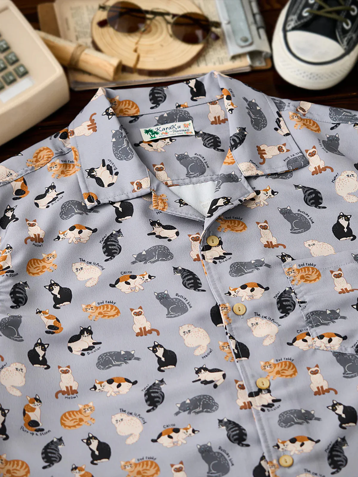 Cat Encyclopedia all-over print Hawaiian shirt - Image 4