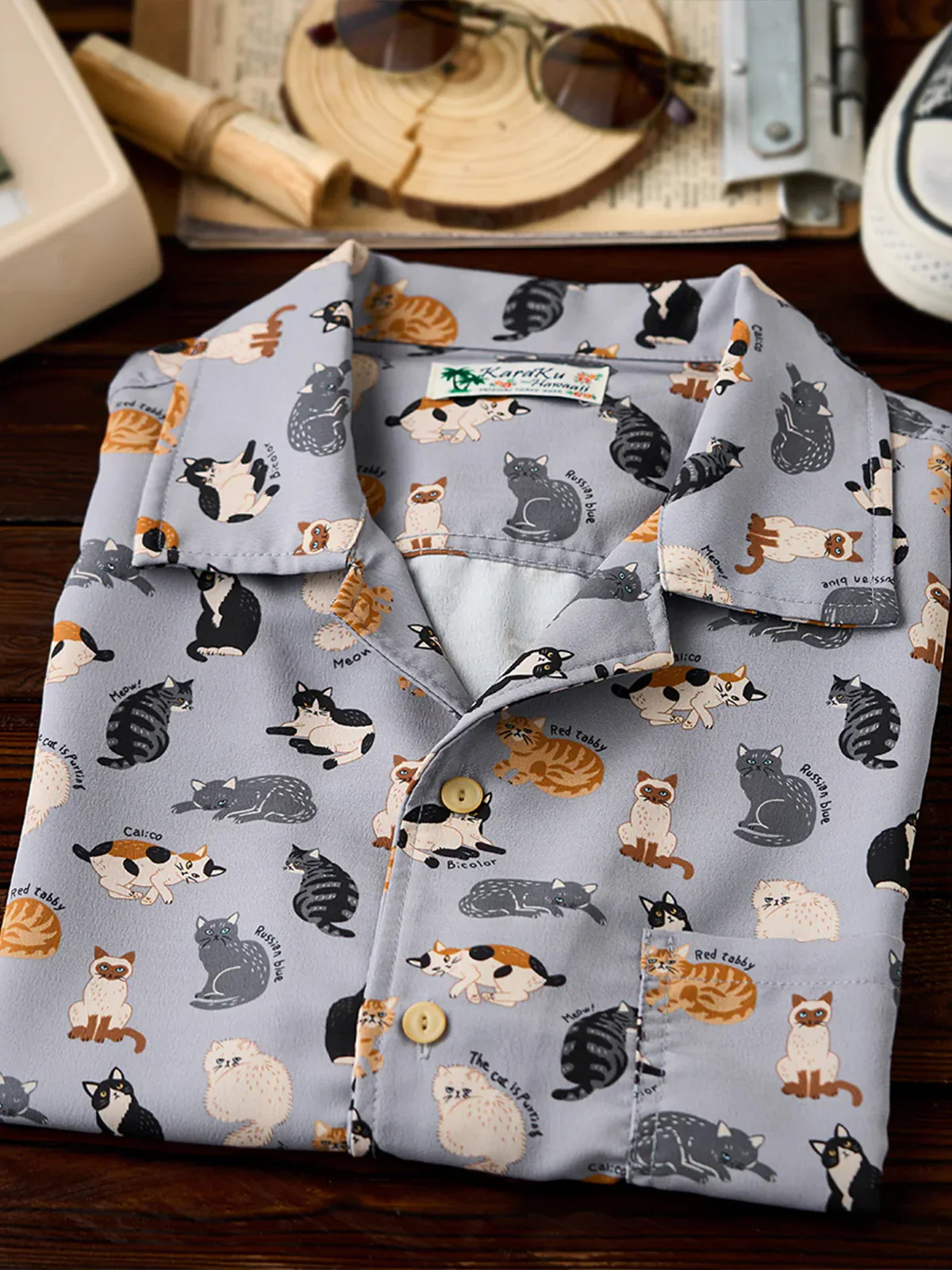Cat Encyclopedia all-over print Hawaiian shirt - Image 5