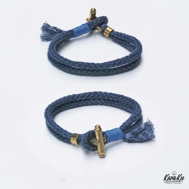 Brass Toggle Clasp & Linen Indigo-Dyed Bracelet - Image 5