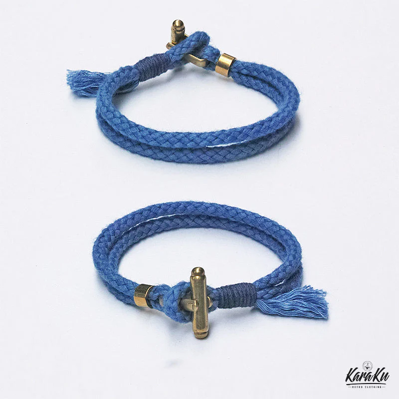 Brass Toggle Clasp & Linen Indigo-Dyed Bracelet - Image 6