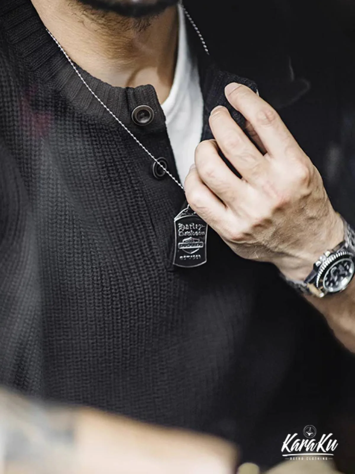 Ribbed Knit Henley Sweatshirt - Image 6