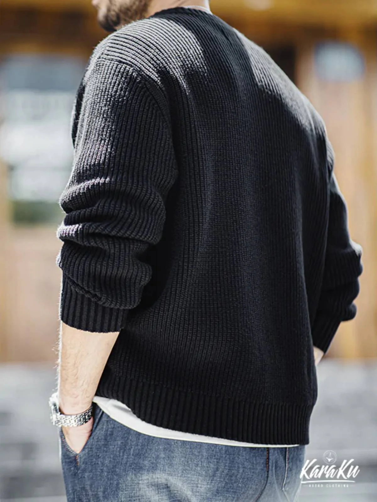 Ribbed Knit Henley Sweatshirt - Image 7