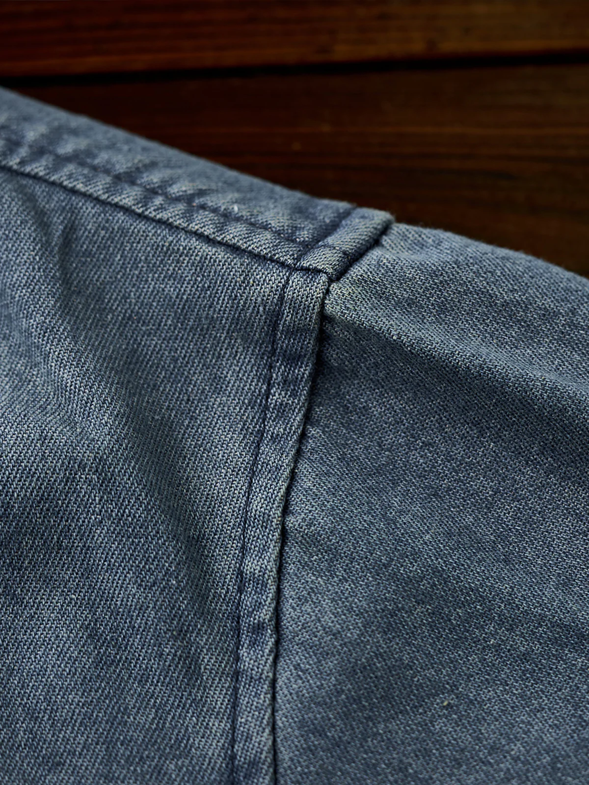 Contrast Button Collarless Denim Jacket - Image 11