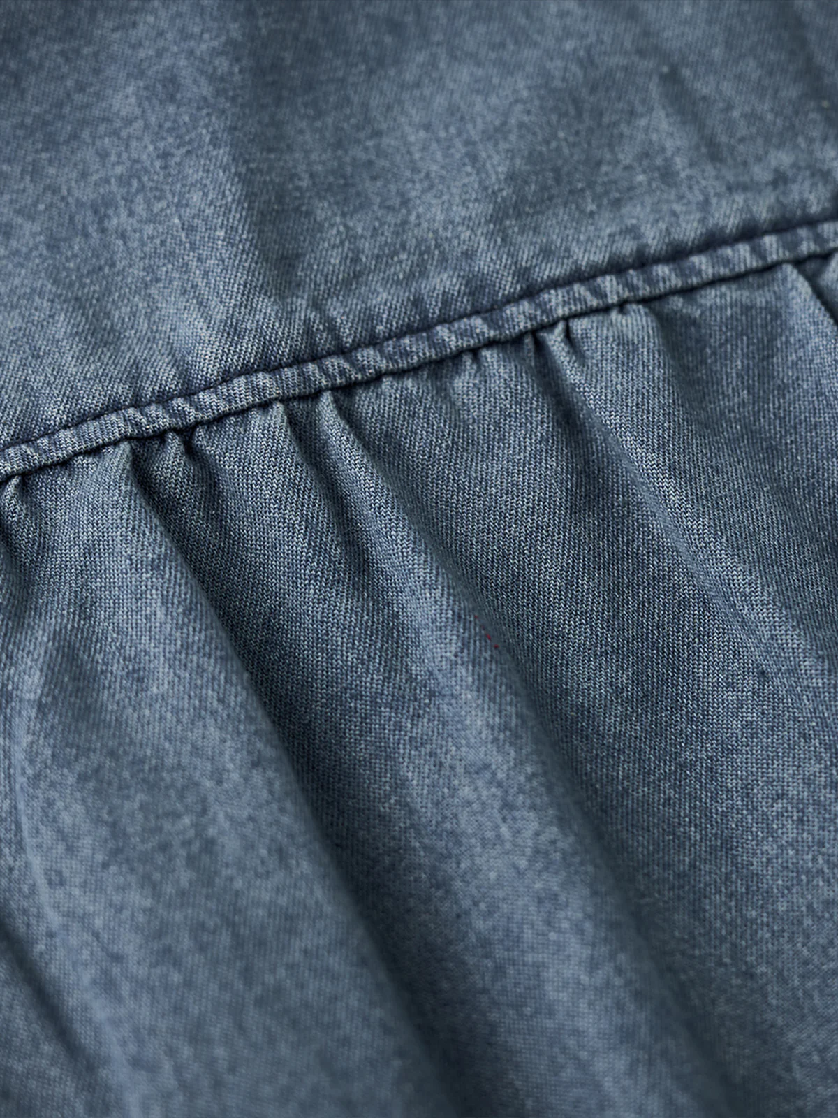 Contrast Button Collarless Denim Jacket - Image 12